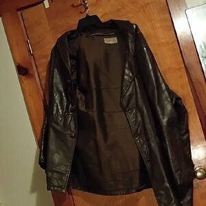 Men's Classic Black Leather Trench Coat